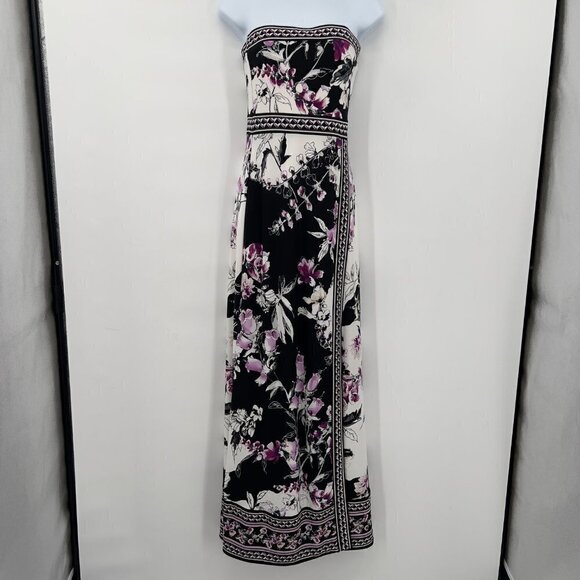 White House Black Market Women's Strapless Floral Print Maxi Dress - Picture 1 of 12
